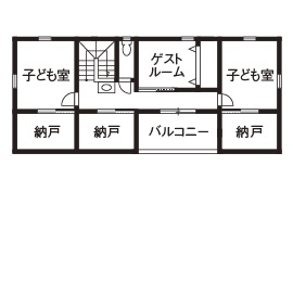 三重県松阪市、片流れ屋根の家、２階間取り図