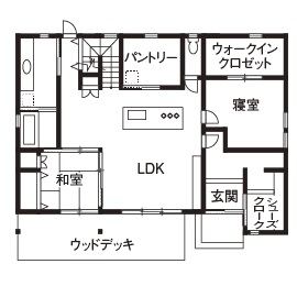 三重県松阪市、片流れ屋根の家、１階間取り図